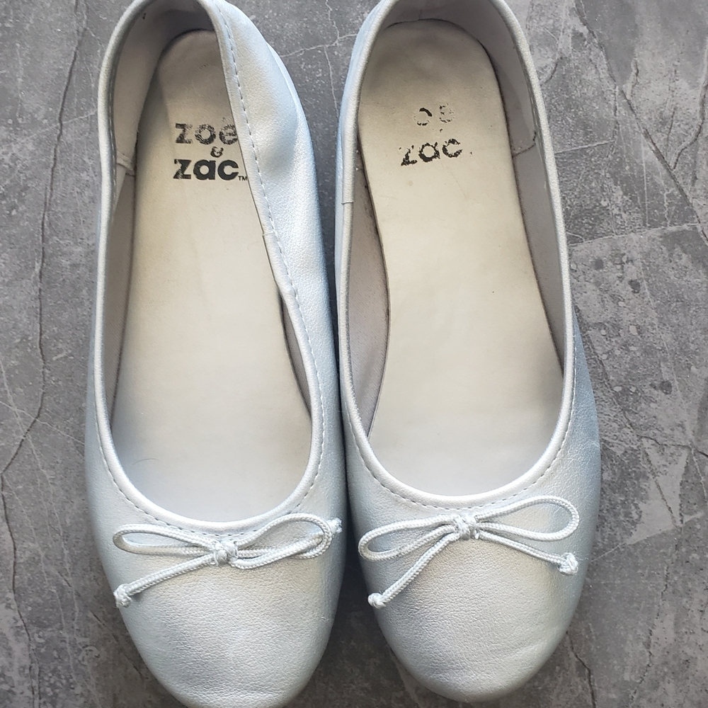 Girls' Silver Ballet Flats